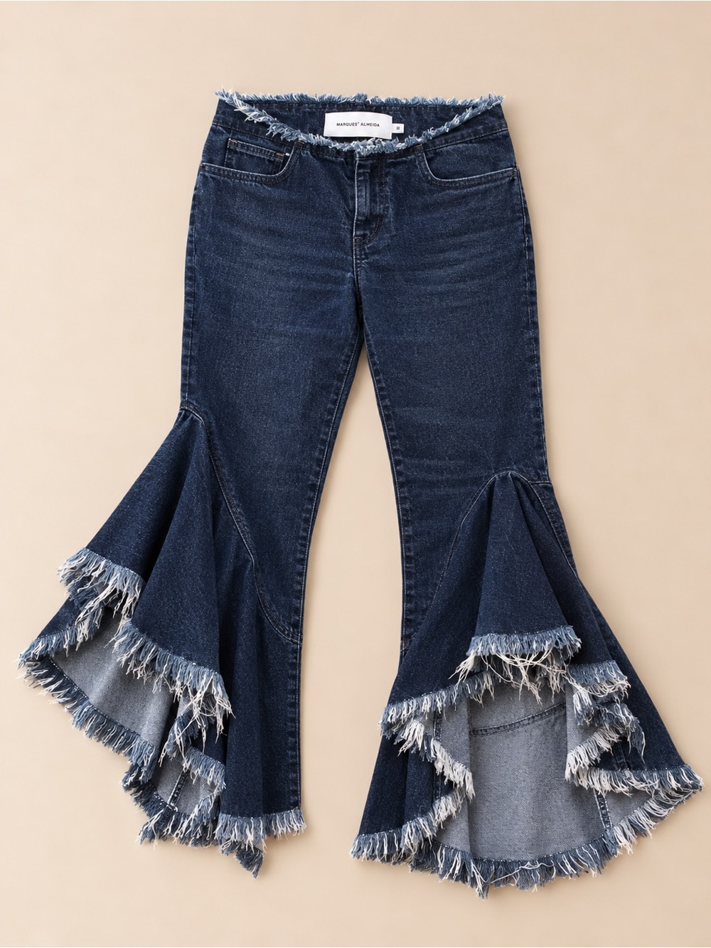 Marques Almeida Ruffle Frayed Designer Jeans Avant Garde NWT Size 10 (Fits 6)